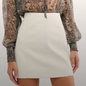 NWT FREE PEOPLE, Modern Femme Faux Leather Skirt, White, Size 4